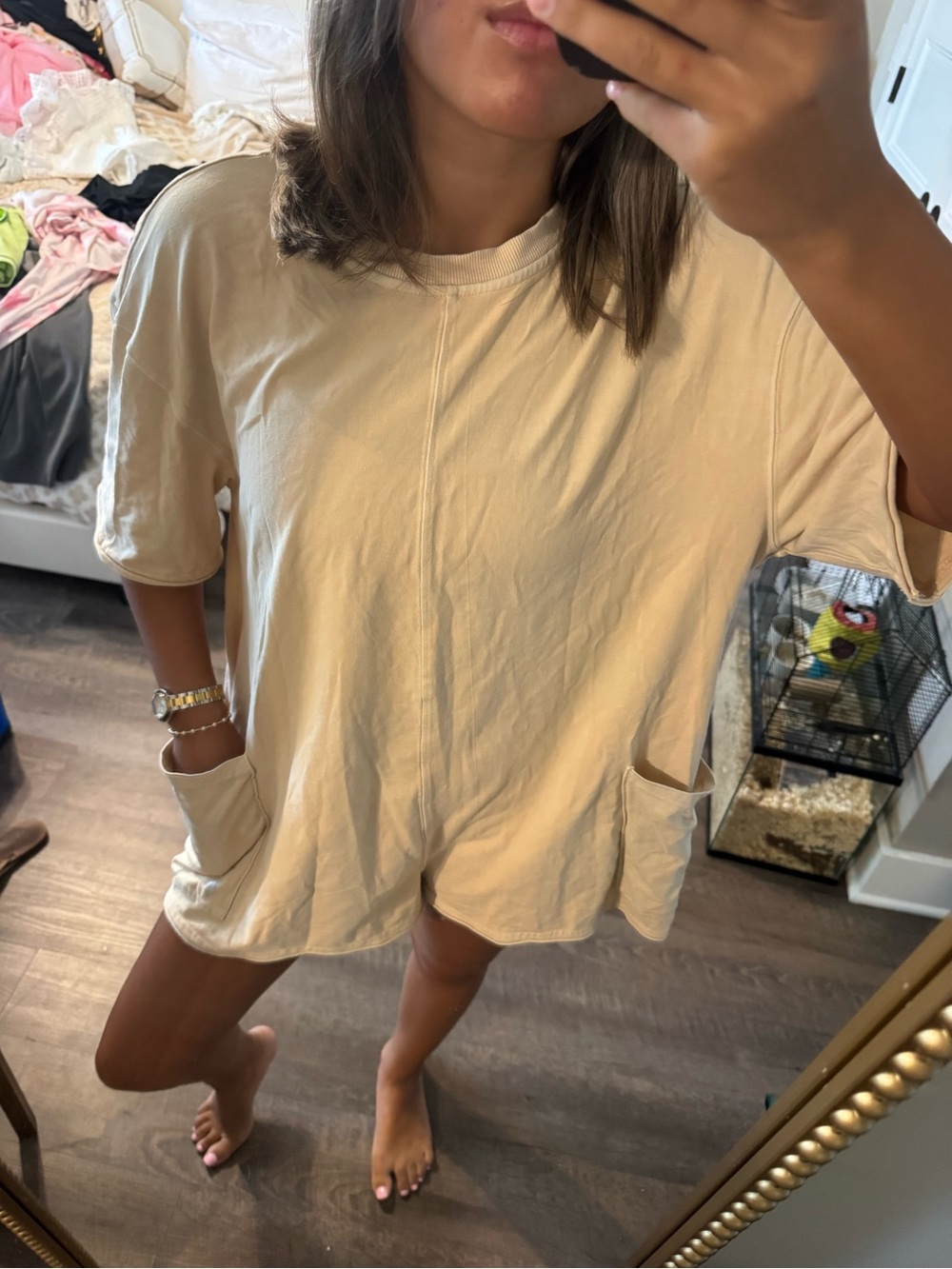 FREE PEOPLE Relaxed Cream Romper - Picture 2 of 5
